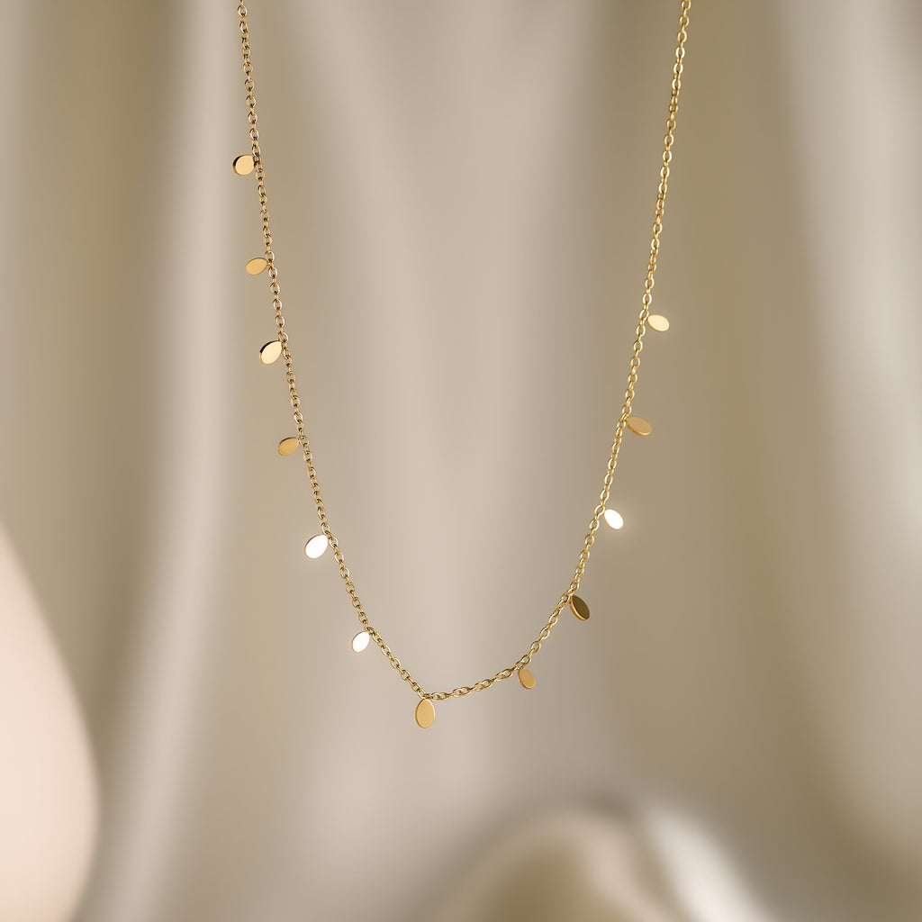 Titanium Steel Non-fading Geometric Collarbone Chain 18k Gold Water Drop Small Square Heart Necklace
