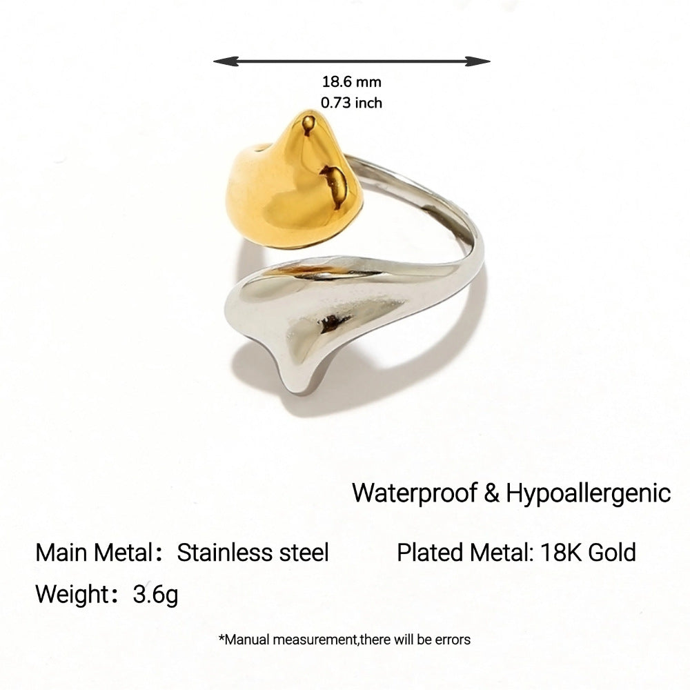 Ins Titanium Steel Ring Round Geometric 18K Gold Plated Niche Women Jewelry
