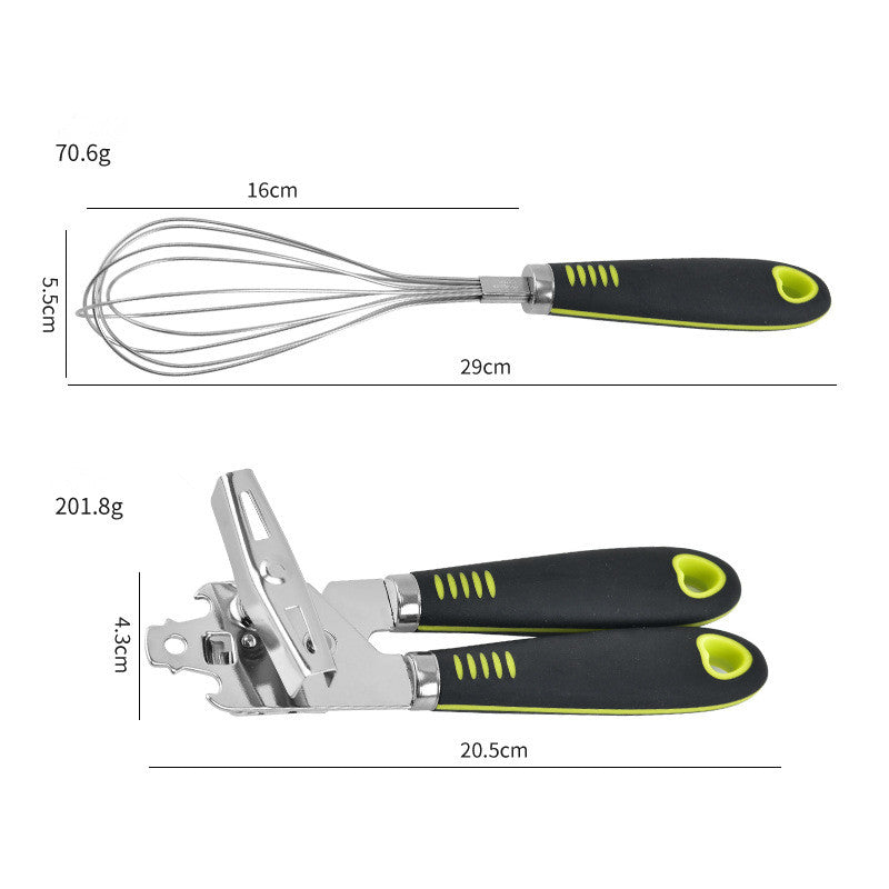 7Piece Set Of Kitchen Tools Cheese Planer, Pizza Shovel, Can Opener, Garlic Press, Stainless Steel Kitchenware Set