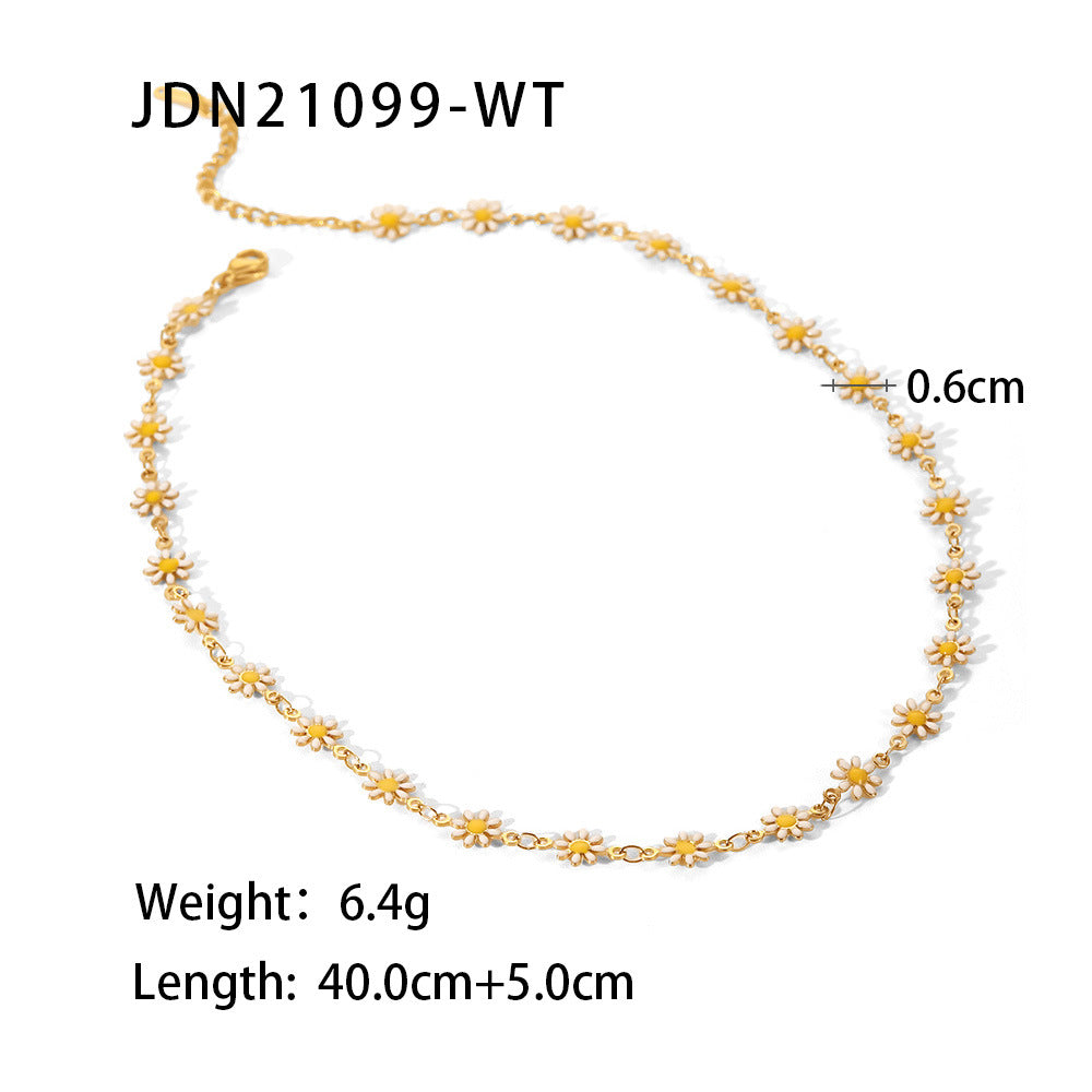 Titanium Steel Jewelry Necklace Bracelet 18K Gold White