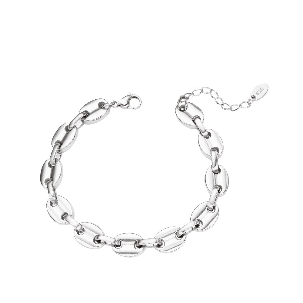 18K Gold Titanium Steel Pig Nose Chain Women's Bracelet Jewelry