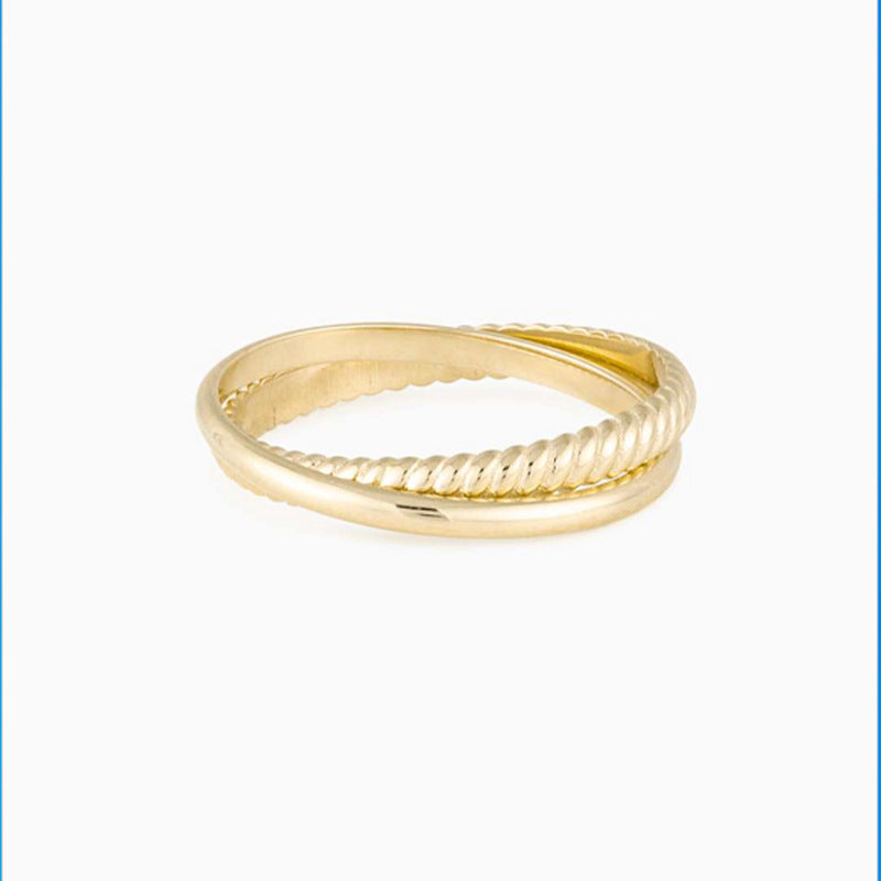 Simple Modern Double-ring Titanium Steel Ring With 18k Gold Plating
