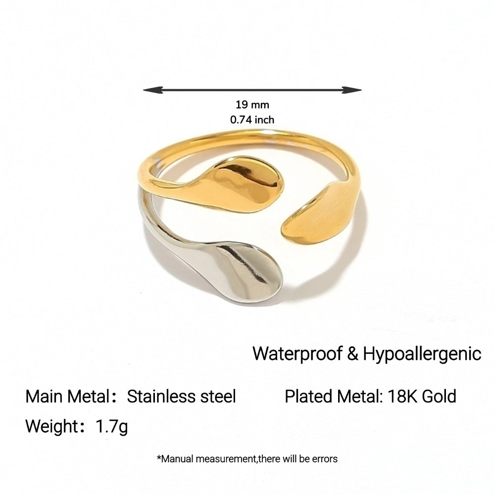 Ins Titanium Steel Ring Round Geometric 18K Gold Plated Niche Women Jewelry