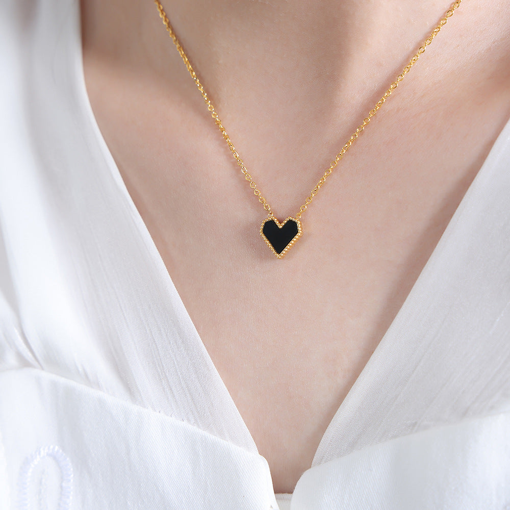 Peach Heart Acrylic Titanium Steel 18K Gold Plated Women's Jewelry Set