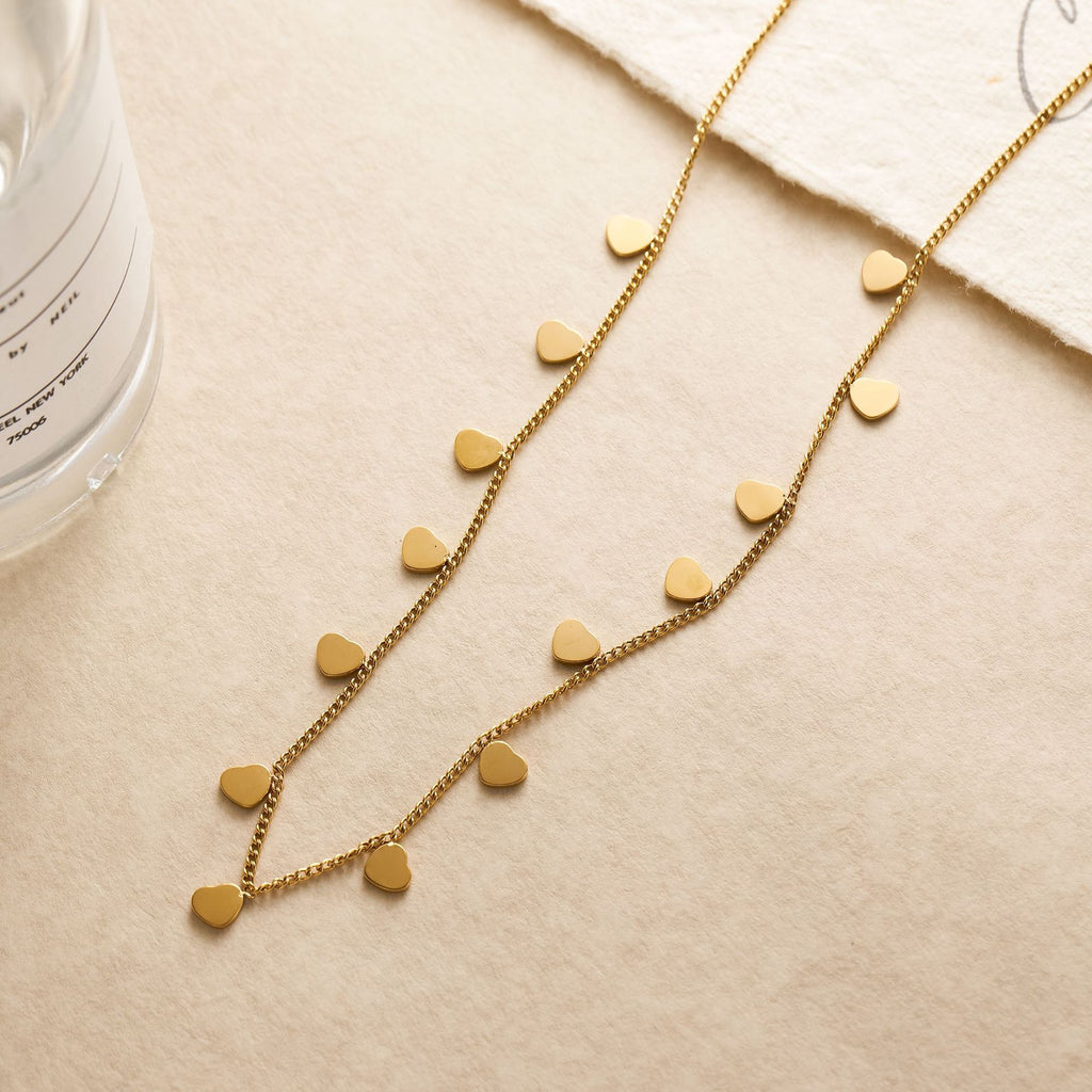 Titanium Steel Non-fading Geometric Collarbone Chain 18k Gold Water Drop Small Square Heart Necklace