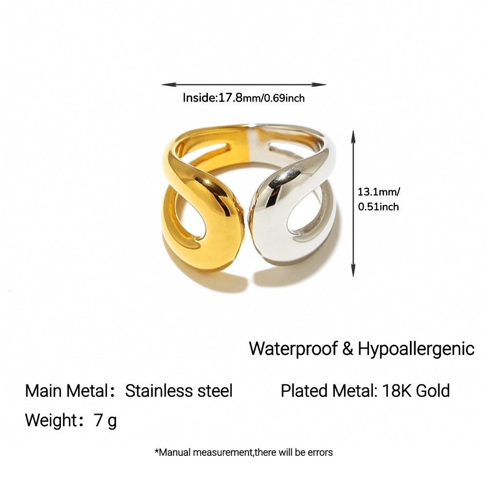 Ins Titanium Steel Ring Round Geometric 18K Gold Plated Niche Women Jewelry
