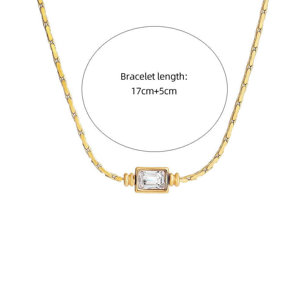 Titanium Steel Rope-knot Braided Chain Bracelet With Clear Cubic Zirconia Available In 18K Gold And Silver Finishes