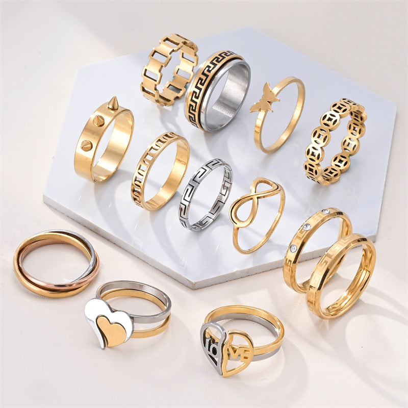 Stainless Steel Ring Versatile And Stylish Made Of Titanium Steel With 18k Gold Plating