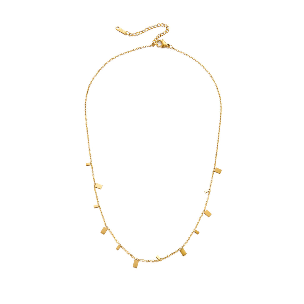 Titanium Steel Non-fading Geometric Collarbone Chain 18k Gold Water Drop Small Square Heart Necklace