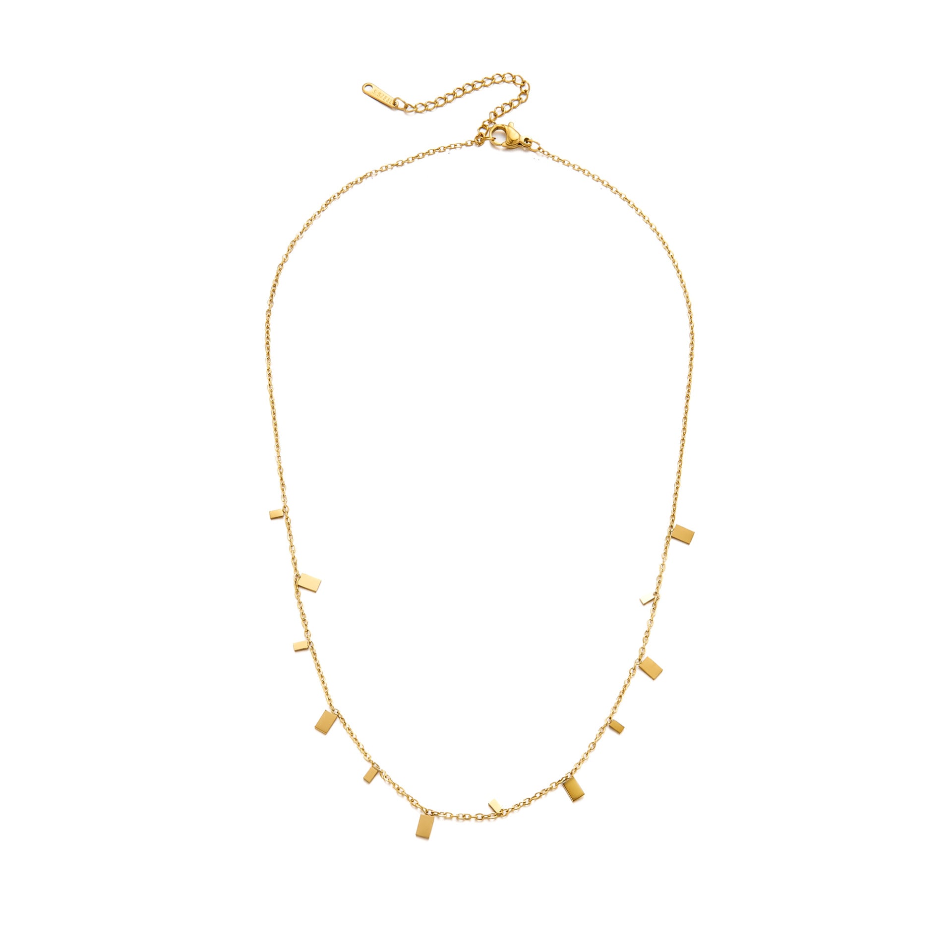 Titanium Steel Non-fading Geometric Collarbone Chain 18k Gold Water Drop Small Square Heart Necklace