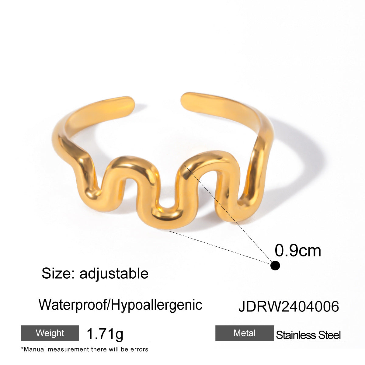 New INS Style Titanium Steel Bracelet For Women, 18K Gold Plated Stainless Steel, Fashion Trend Wavy Bangle Jewelry