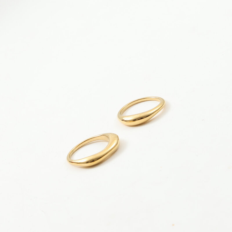 Mother-and-child Ring Set In Titanium Steel With 18k Gold Plating