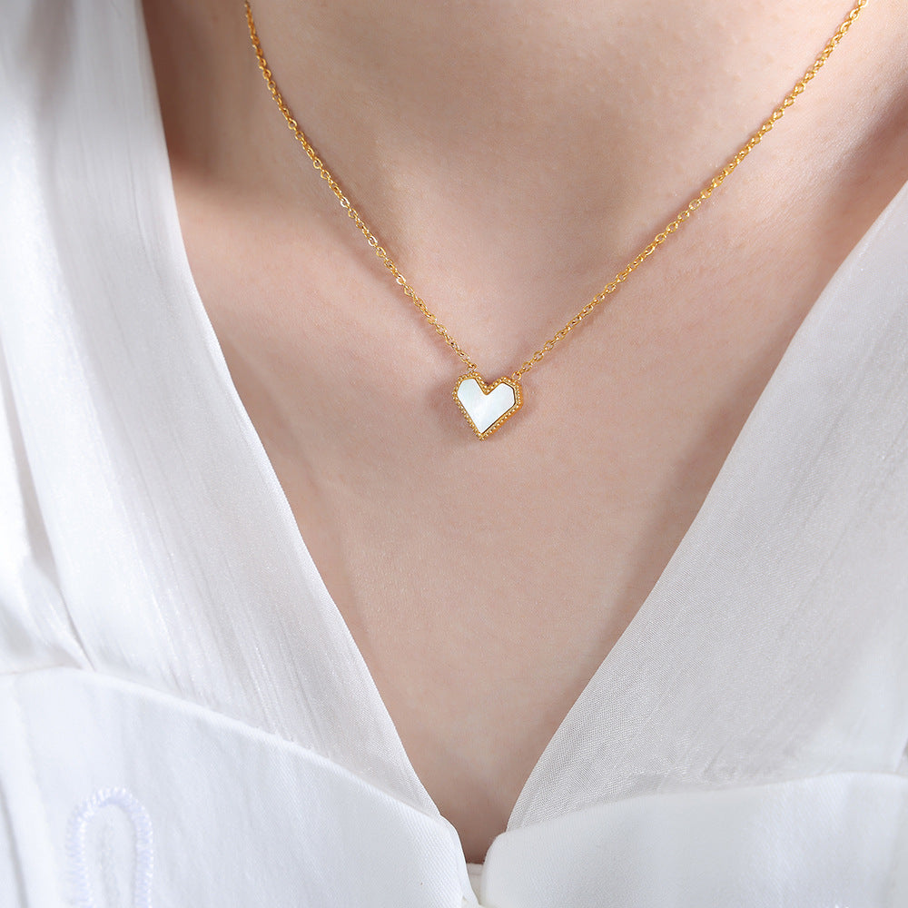 Peach Heart Acrylic Titanium Steel 18K Gold Plated Women's Jewelry Set