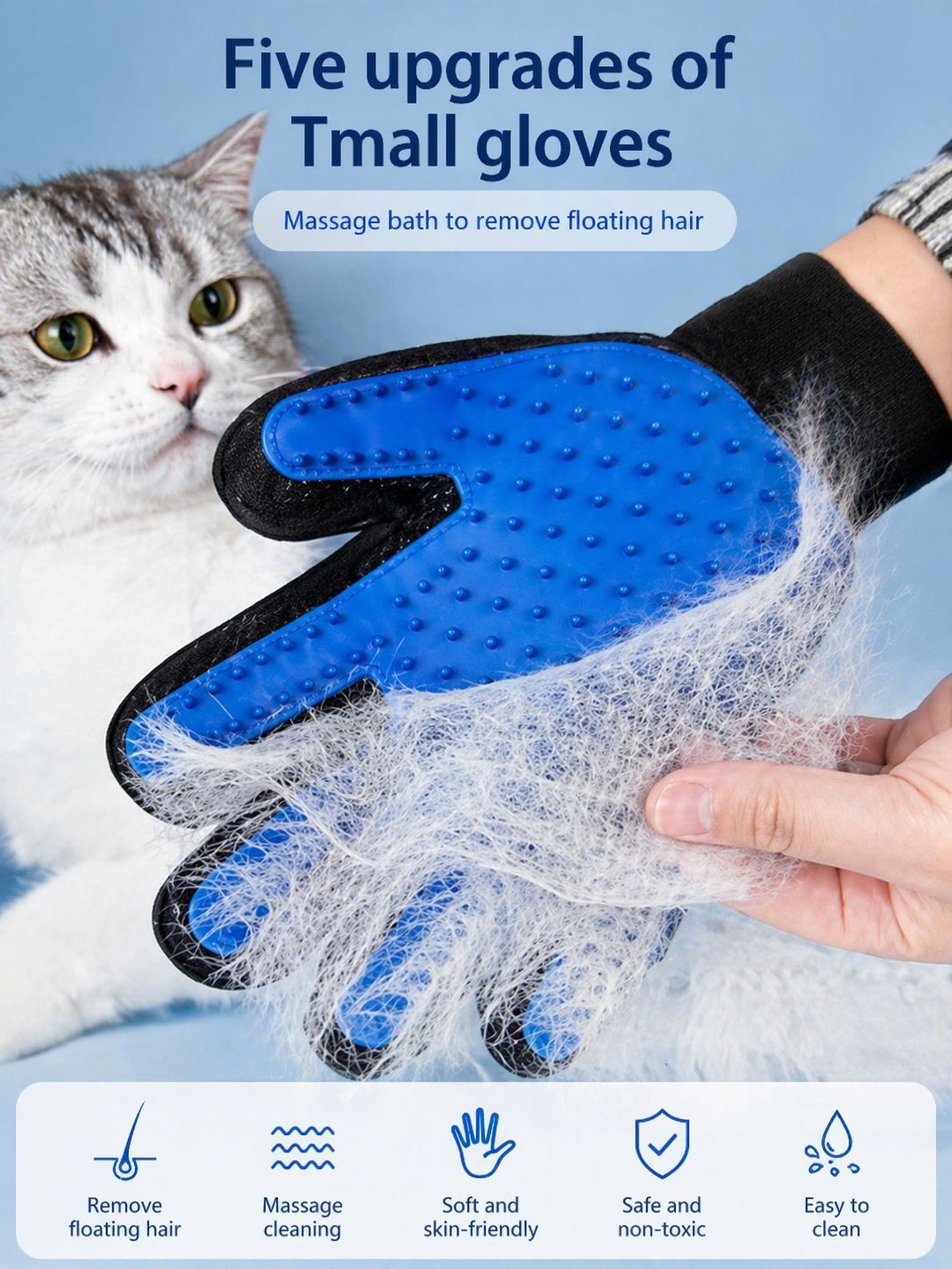 Silicone Pet Grooming Gloves Cats Hair Brush and Comb Gloves to Bathe Dogs Cleaning Hair Removal  for Dog Animal Use Supplies
