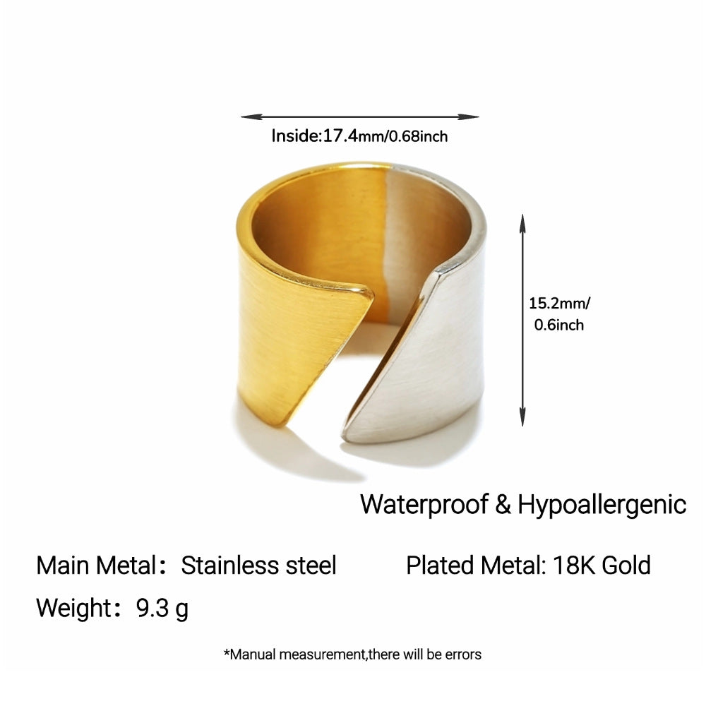 Ins Titanium Steel Ring Round Geometric 18K Gold Plated Niche Women Jewelry