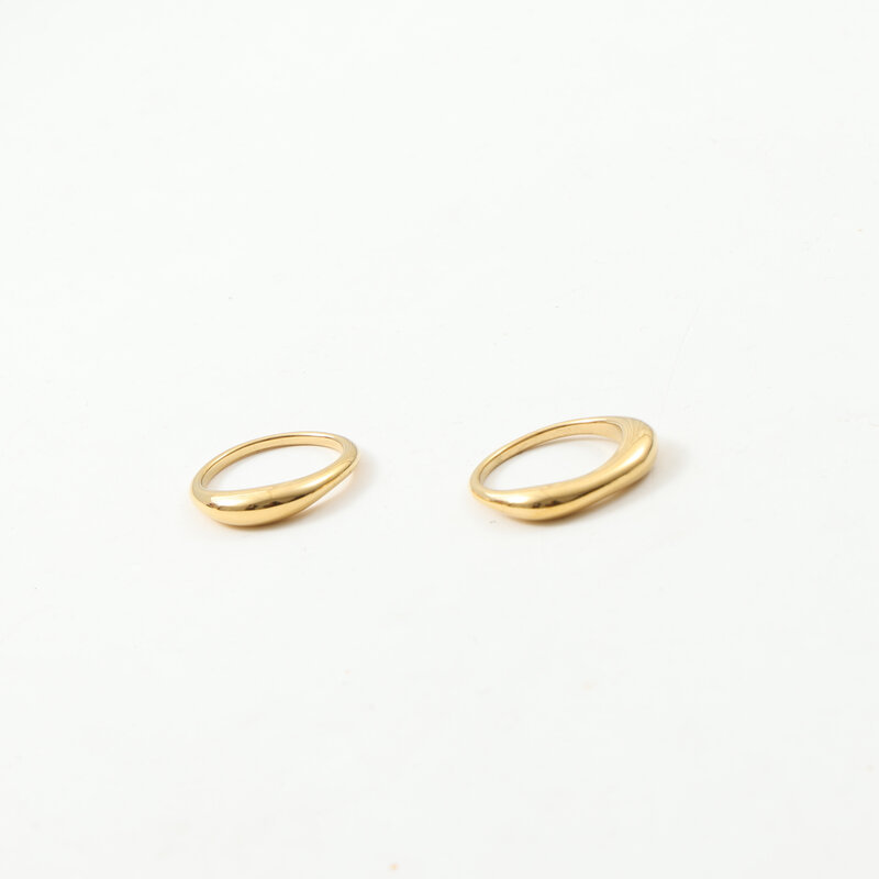 Mother-and-child Ring Set In Titanium Steel With 18k Gold Plating