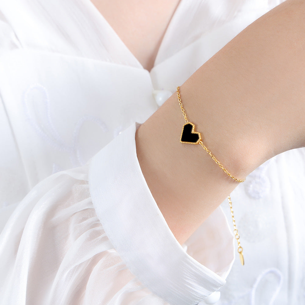 Peach Heart Acrylic Titanium Steel 18K Gold Plated Women's Jewelry Set