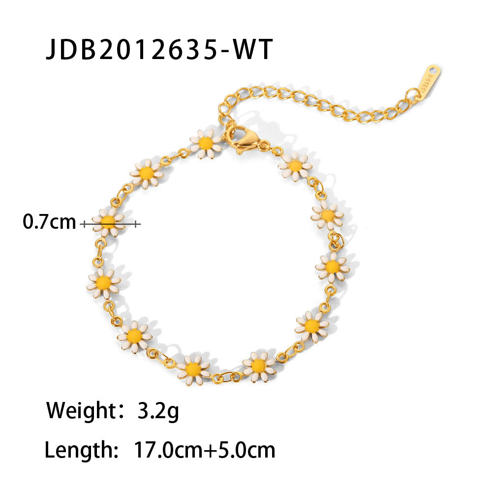Titanium Steel Jewelry Necklace Bracelet 18K Gold White