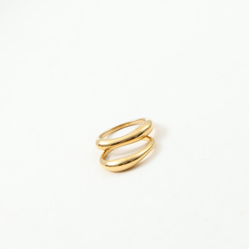 Mother-and-child Ring Set In Titanium Steel With 18k Gold Plating