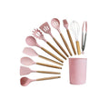 Kitchen Utensil Set 12 PCS Silicone Cooking Tools With Wooden Handle, Cooking Utensils Set Heat Resistant & Non-Scratch For Nonstick Pans, Utensil Set Includes Spatula, Spoon & Tongs, Kitchen Accessor